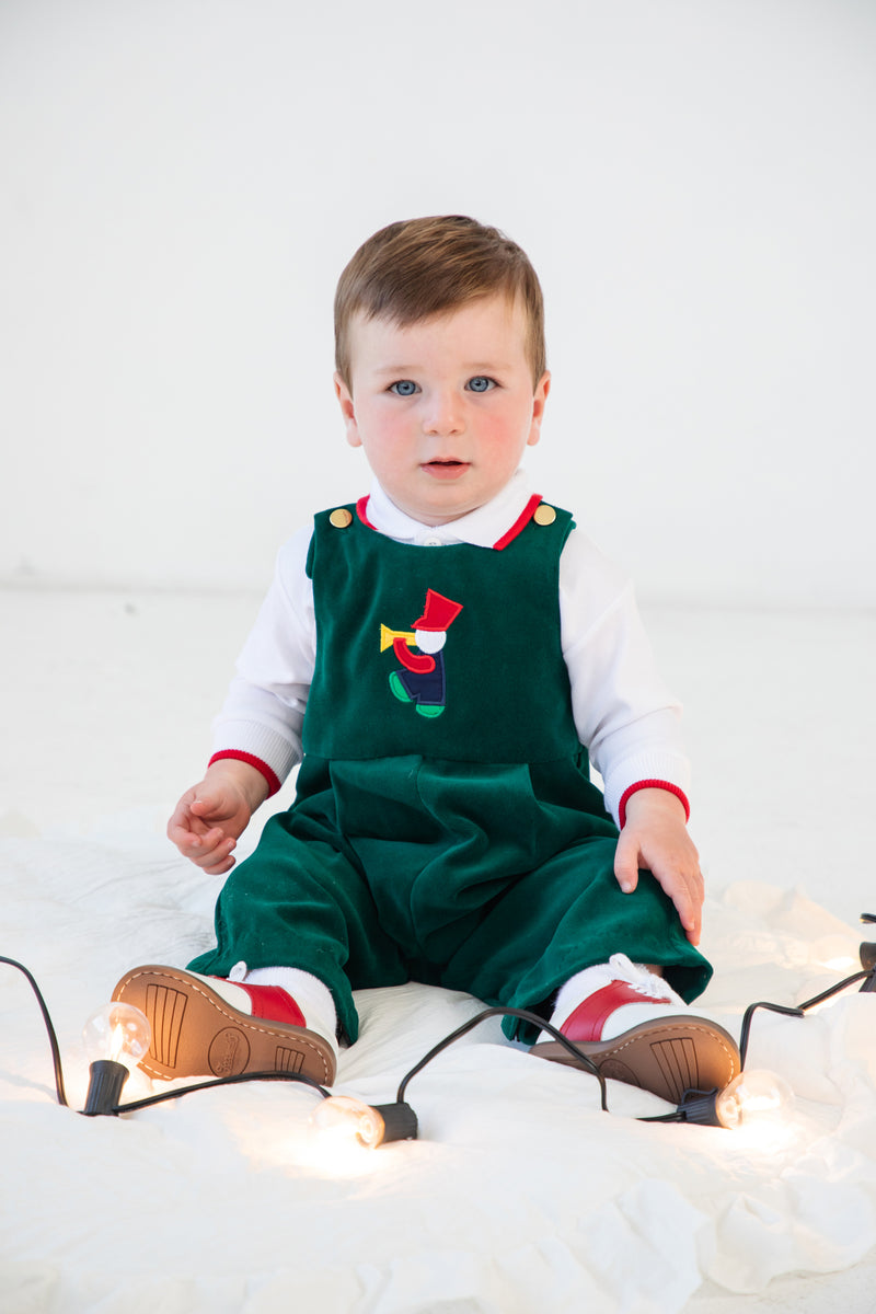 Florence Eiseman on sale Christmas suit green velvet overalls set