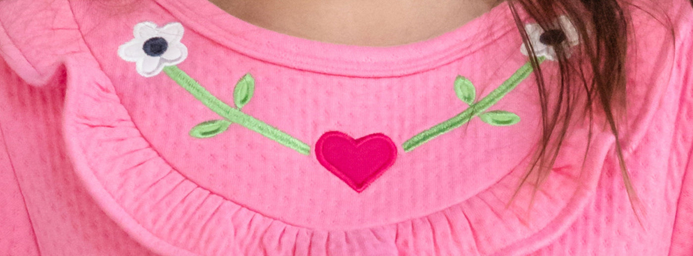 close up of heart applique