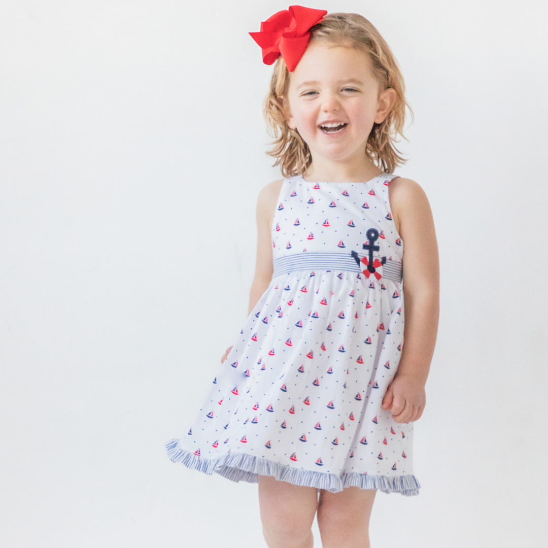 Florence outlet Eiseman Navy Red White Nautical Pique Dress 4T