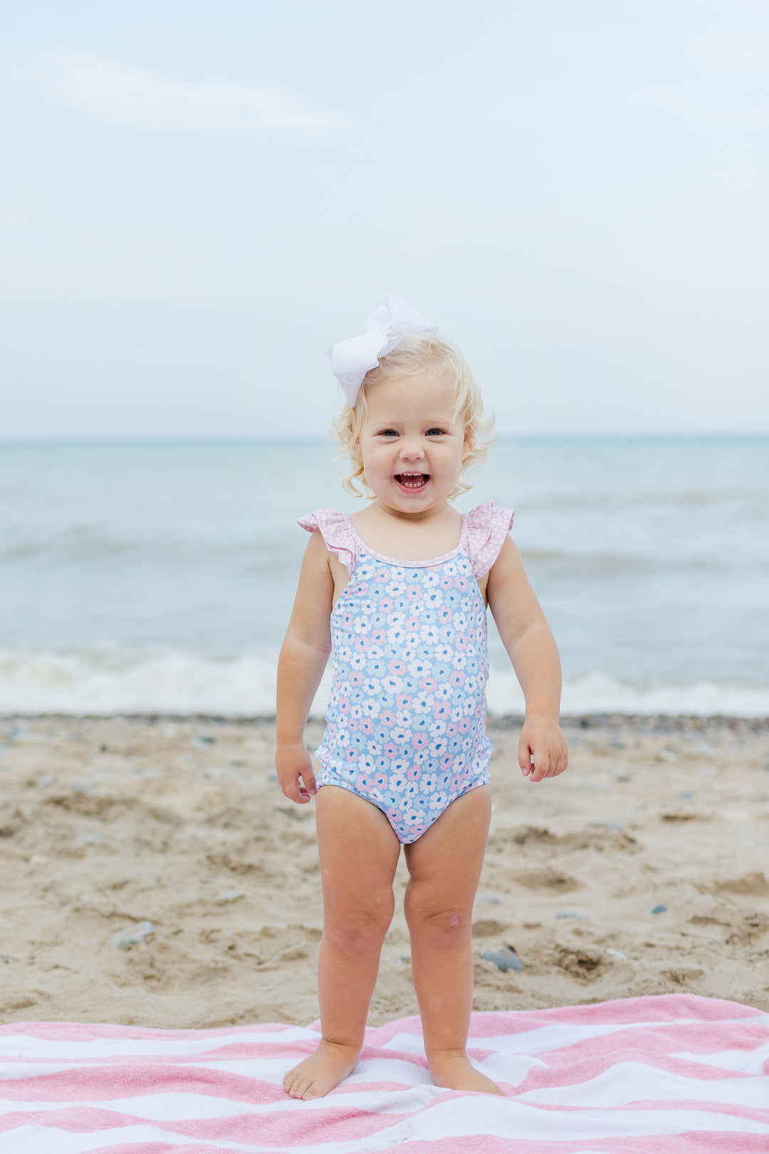 One piece popular monogram ruffle swimsuit Boutique handmade, New baby girl gift,