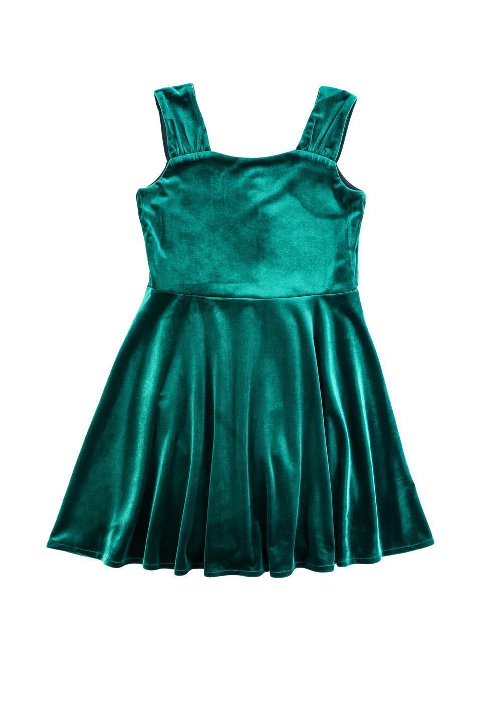 Girls green velvet dress shops